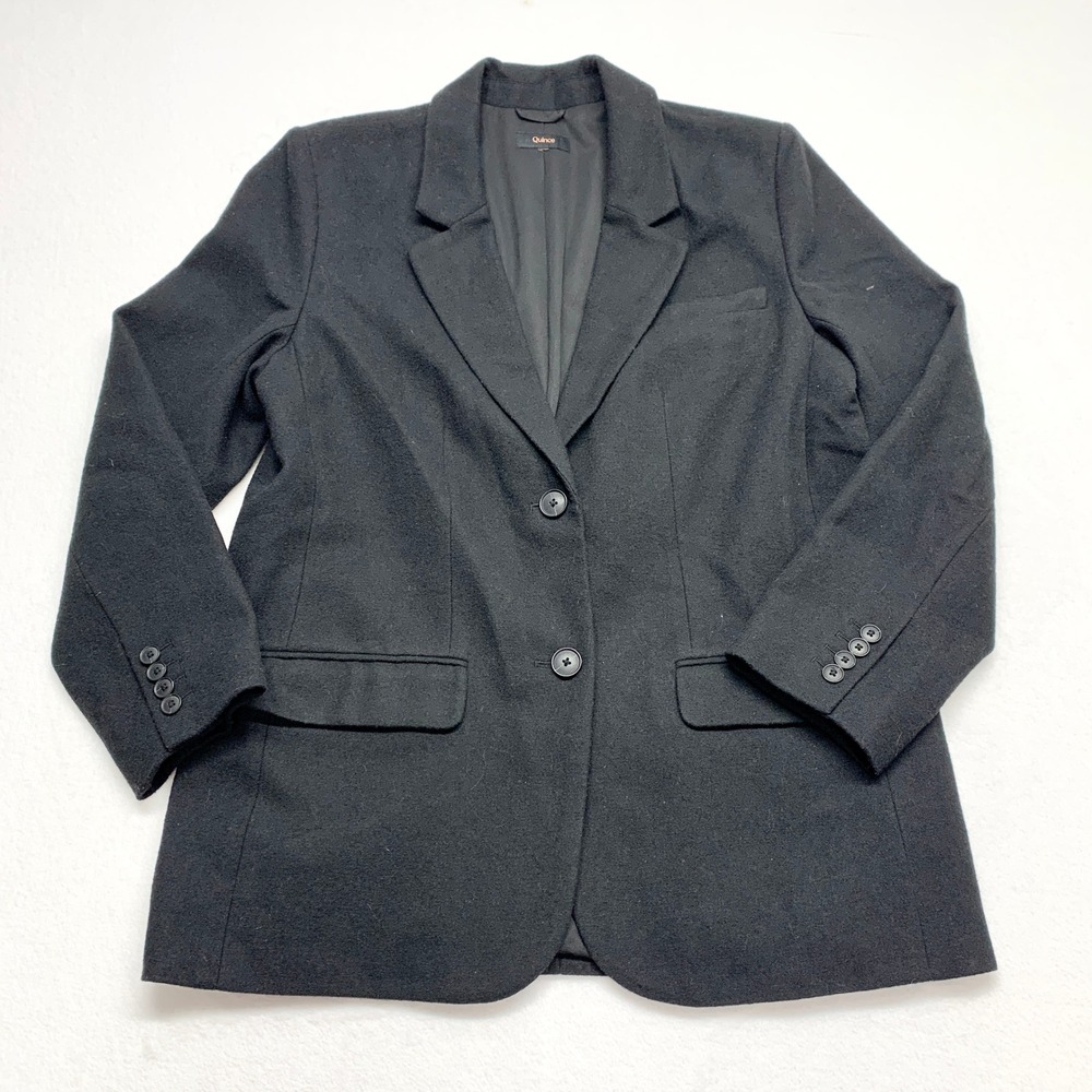 Quince Italian Oversized Blazer Womens L Black Classic Professional Luxury
